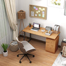 HOMCOM Computer Desk, Writing Table with Cabinet and Drawer, Natural