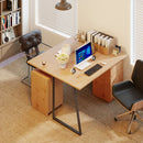 HOMCOM Computer Desk, Writing Table with Cabinet and Drawer, Natural