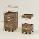 HOMCOM Mobile Filing Cabinet, Lockable File Cabinet, Rustic Brown