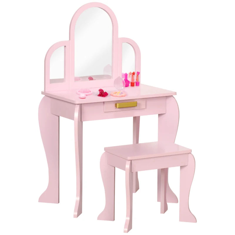 HOMCOM Dressing Table Set - Pink