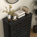 HOMCOM Shoe Storage Cabinet with Slatted Doors for 15 Pairs of Shoes Black