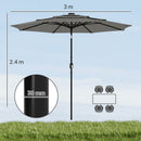 Outsunny Garden Parasol, Outdoor Umbrella With Tilt Function, Grey