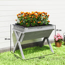 Outsunny Wooden Planter Raised Bed Stand Vegetable Flower Bed, Light Grey