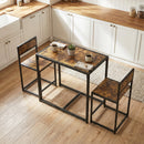 HOMCOM 3 Piece Dining Table Set With Metal Frame Rustic Brown