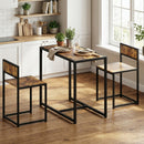 HOMCOM 3 Piece Dining Table Set With Metal Frame Rustic Brown