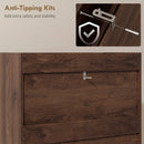 HOMCOM Boho Narrow Shoe Cabinet, Shoe Rack with 2 Flip Drawers, Dark Brown