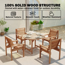 Outsunny Garden Dining Set, Round Table and Chairs w/ Parasol Hole, Natural