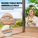 Outsunny Garden Dining Set, Round Table and Chairs w/ Parasol Hole, Natural