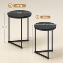 HOMCOM Nesting Coffee Table Set of 2 with Metal Frame, Black Marble Effect