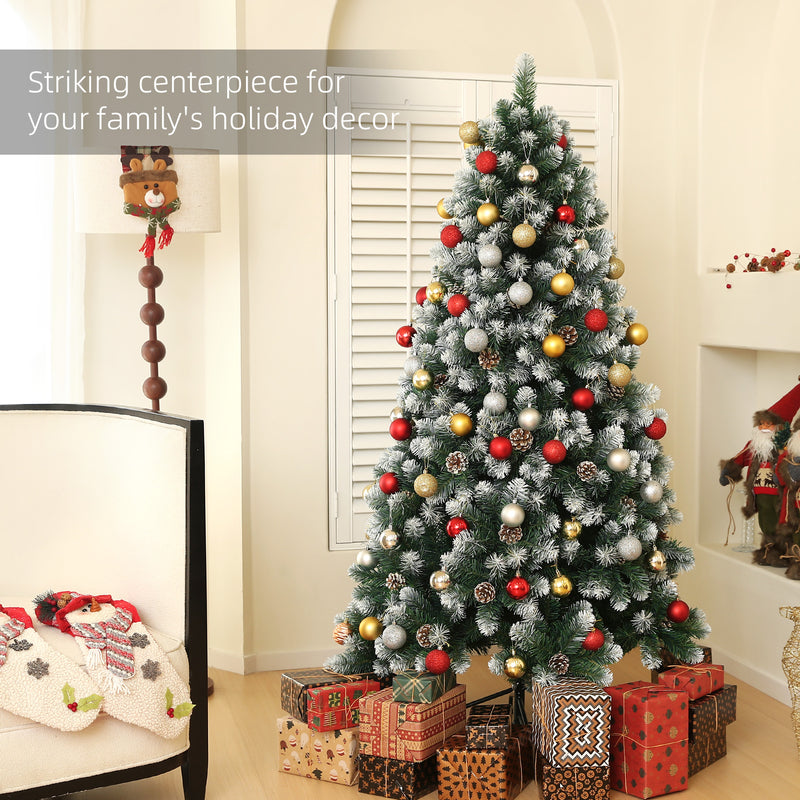 HOMCOM 6ft Artificial Pine Christmas Tree with Pinecones, Steel Base