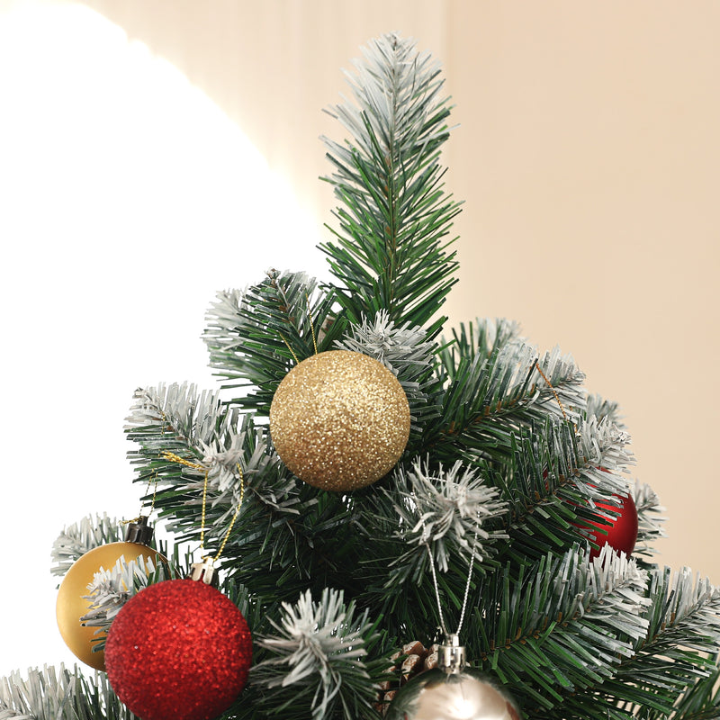 HOMCOM 6ft Artificial Pine Christmas Tree with Pinecones, Steel Base