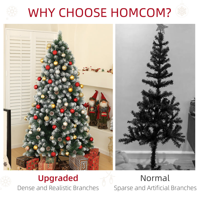 HOMCOM 6ft Artificial Pine Christmas Tree with Pinecones, Steel Base