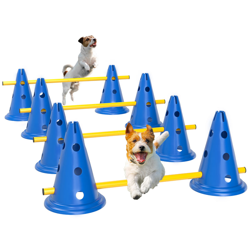 dog agility gear PawHut Dog Agility Equipment Set, Four-Piece Adjustable Height Jumping
