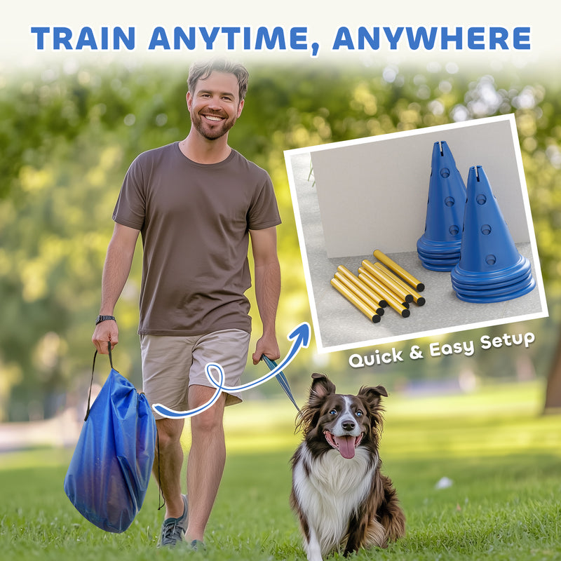 PawHut Dog Agility Equipment Set, Four-Piece Adjustable Height Jumping