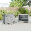 Outsunny Wooden Garden Shed Tool Cabinet 110 x 60 x 88.5 cm, Light Grey