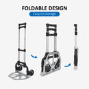 HOMCOM Heavy Duty Aluminium Foldable Hand Truck Trolley, 70KG Load Capacity