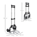 HOMCOM Heavy Duty Aluminium Foldable Hand Truck Trolley, 70KG Load Capacity