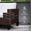 Outsunny Rattan Sofa With Cushions, 2 Seater Garden Furniture