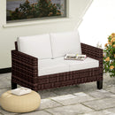 Outsunny Rattan Sofa With Cushions, 2 Seater Garden Furniture