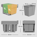 HOMCOM Soft Close Pull Out Bin, Under Sink Bin - 2 Compartments (15L Each)