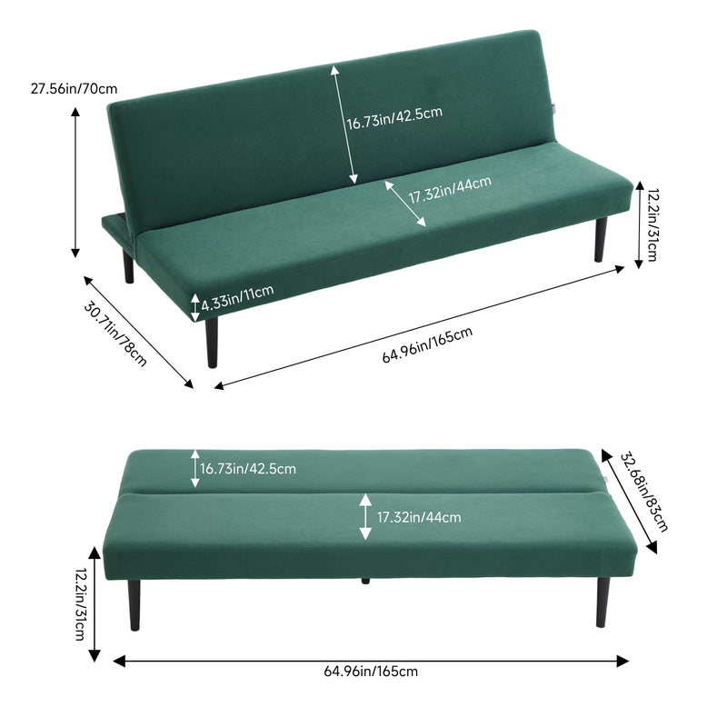 Livingandhome Modern Green Convertible Sofa Bed