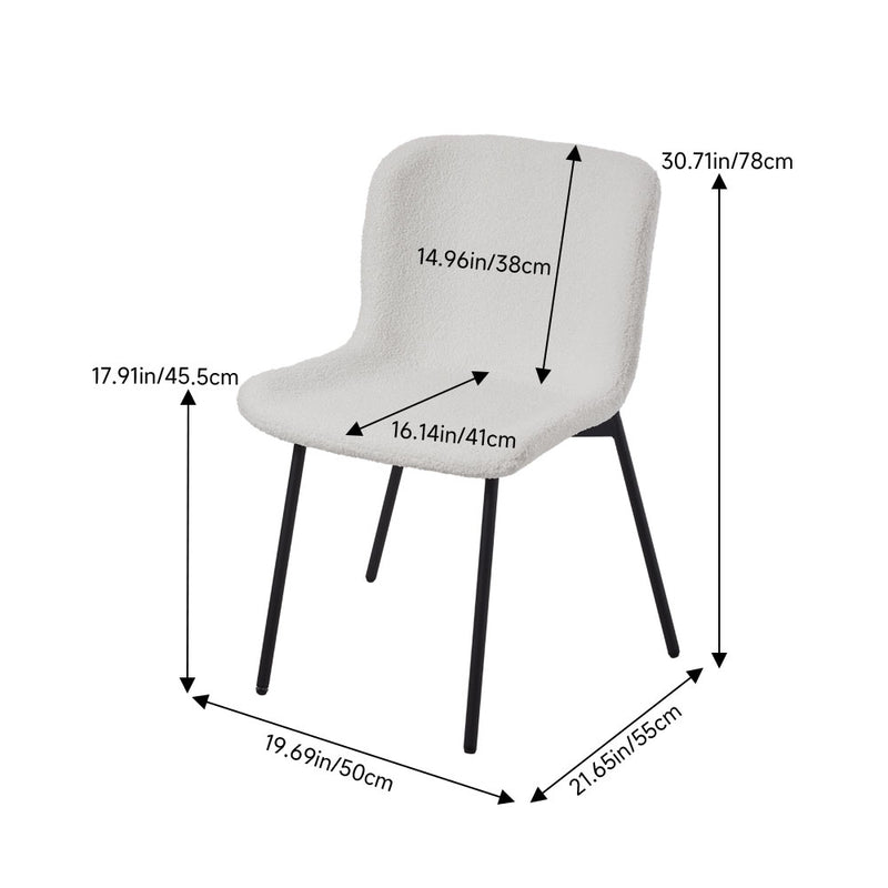 Livingandhome Set of 2 White Teddy Fleece Dining Chairs