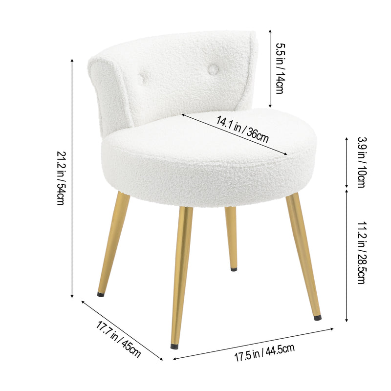 Livingandhome Teddy Fleece Dressing Table Stool with Iron Legs
