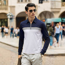 Casual Quarter Zip Turn Down Collar Long Sleeve Polo Shirt