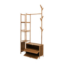 Livingandhome 81cm Multi-functional Wooden Coat Rack with Storage Drawers