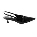 Slingback Pointed Closed Toe Kitten Heels - Black
