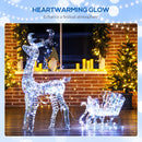 Outsunny Lighted Christmas Reindeer with Sleigh, Waterproof Holiday Decor