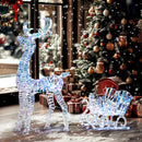 Outsunny Lighted Christmas Reindeer with Sleigh, Waterproof Holiday Decor