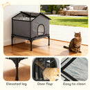 PawHut Outdoor Cat House, Feral Cat Shelter With Elevated Base, Grey
