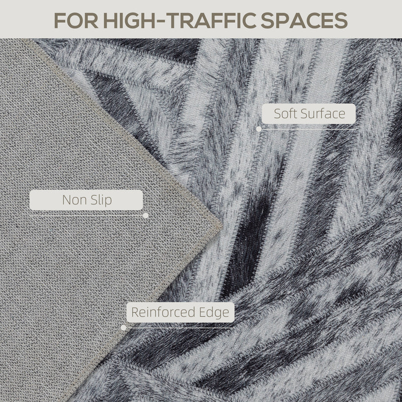 HOMCOM Non-Slip Washable Rug, Chenille Floor Carpet for Living Room,