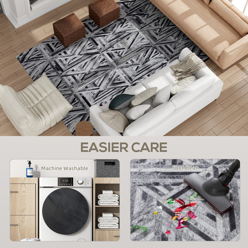 HOMCOM Non-Slip Washable Rug, Chenille Floor Carpet for Living Room,