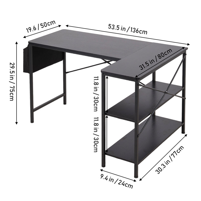 Livingandhome L-Shaped Office Desk with Storage