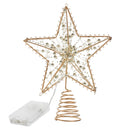 Lifeideas Modern Metal Pre-Lit Star Christmas Tree Topper with Beads