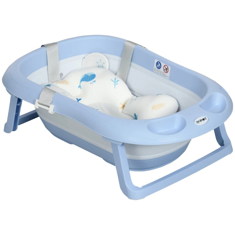 ZONEKIZ Baby Bath Tub with Cushion - Blue