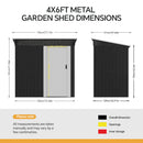 Breeins 4x6FT Metal Pent Roof Garden Tool Shed