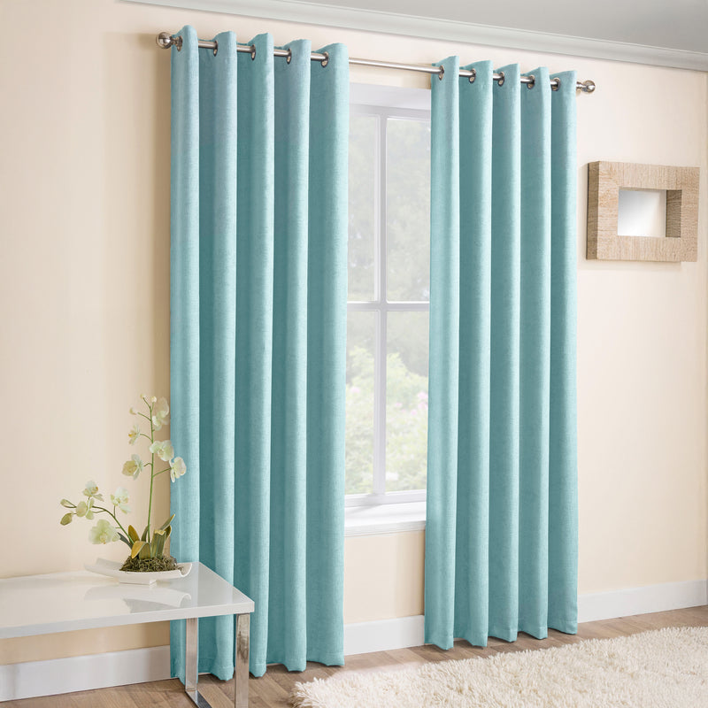 Enhanced Living Vogue Sky Blue Eyelet Thermal Noise reducing Dim Out Curtains - Pair
