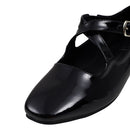 Casual Closed Toe Loafers Cross-Strap Mary Jane Shoes With Low Heel