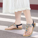 Bohemian Rhinestone Beach Sandals - Black