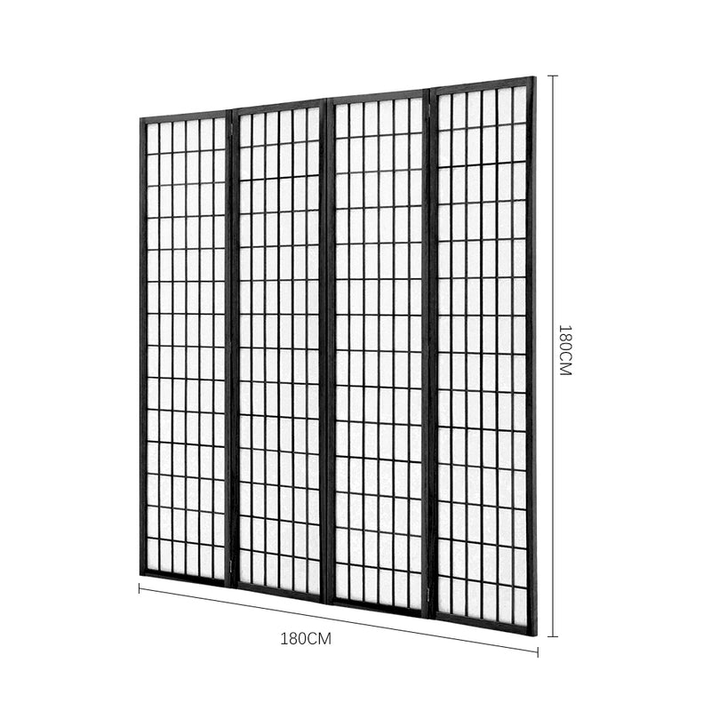 Livingandhome 4-Panel Wooden Folding Room Divider