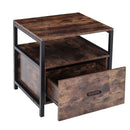 Livingandhome Industrial 1 Drawer Bedside Table Bedroom