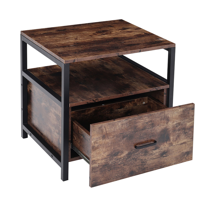 Livingandhome Industrial 1 Drawer Bedside Table Bedroom