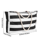 Modishion Black Stripe Waterproof Large Tote Handbag for Beach