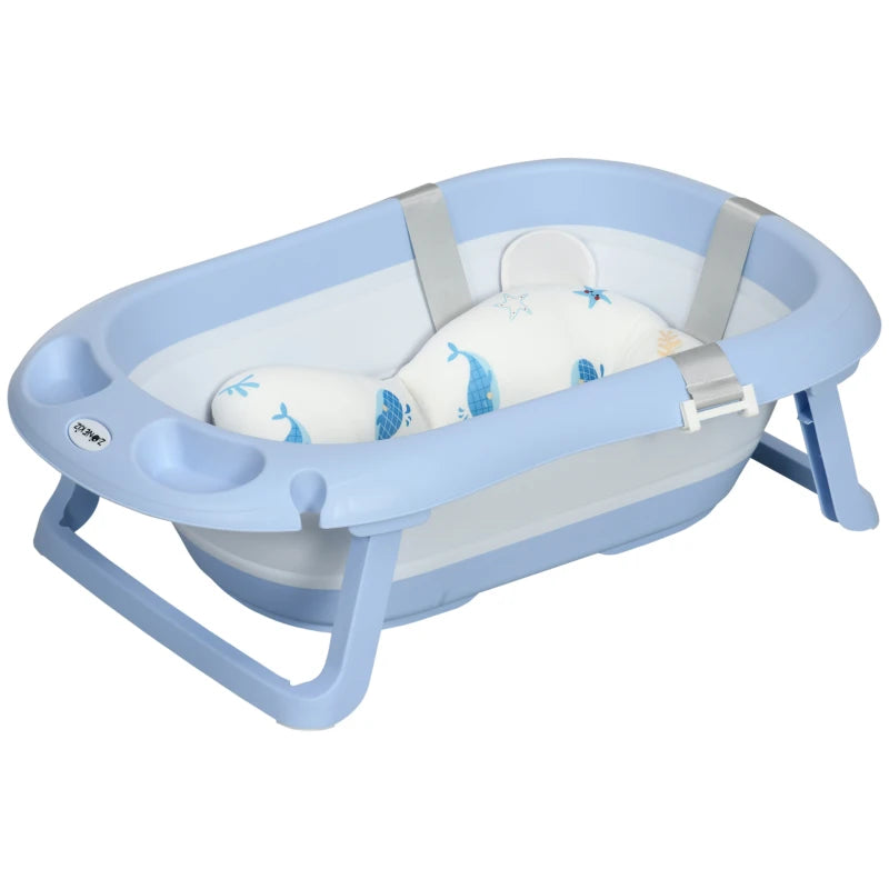 ZONEKIZ Baby Bath Tub with Cushion - Blue