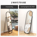HOMCOM Oval Full Length Mirror With Metal Frame Hanging Or Leaning Black