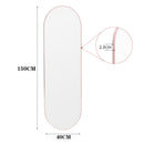 Livingandhome Modern Oval Metal Full Length Wall Mirror Rose Gold