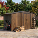 Breeins 4x8FT Metal Garden Storage Shed With Log Storage